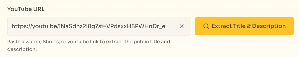 How to extract a YouTube title and description? — Paste the YouTube URL — Paste a YouTube URL and click Extract Title & Description How to extract a YouTube title and description? — Paste the YouTube URL — Paste a YouTube URL and click Extract Title & Description